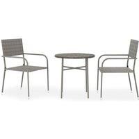 Garden Dining Set 3 Piece Poly Rattan Outdoor Furniture Black/Grey vidaXL