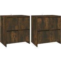 vidaXL Sideboards 2 pcs in Smoked Oak Finish – 4 Doors Living Room & Bedroom Storage Cabinets, Engineered Wood, Easy Assembly, Ample Storage Space