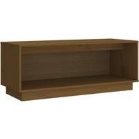vidaXL Solid Wood Pine TV Cabinet, Sturdy Frame, Ample Storage Space, Ideal for Display, Honey Brown Colour, Dimensions - 90x35x35cm