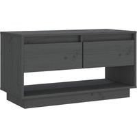 vidaXL Solid Wood Pine TV Cabinet - Grey - Featuring Storage Drawers, Large Compartment and Sturdy Tabletop for Displaying Decor