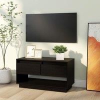 vidaXL Black TV Cabinet – Solid Wood Television Stand with Storage Drawers – Living Room and Bedroom TV Unit