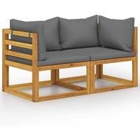 vidaXL 2-Seater Garden Bench in Acacia Wood with Dark Grey Cushions - Comfortable Outdoor Furniture with Backrest and Armrest, Durable and Weather Resistant