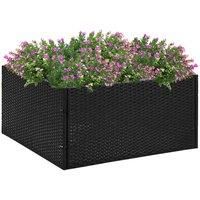 vidaXL Garden Planter Black 80x80x40 cm Poly Rattan Patio Outdoor Pot