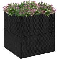 vidaXL - Garden Planter - Ideal for Planting Variety of Flowers - Built with Water-resistant Poly Rattan Material - Sturdy Powder Coated Steel Frame - Black and Transparent Colour - Dimensions: 8...