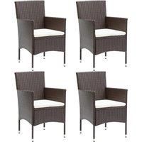 4x Garden Dining Chairs Poly Rattan Brown Outdoor Patio Armchair vidaXL