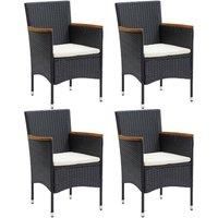 4x Garden Dining Chairs Poly Rattan Black Outdoor Patio Armchair vidaXL