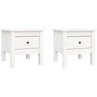 vidaXL Side Tables 2 Pcs White 40x40x39 cm Solid Wood Pine, White