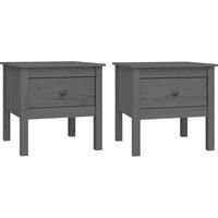 vidaXL Side Tables 2 pcs, Solid Wood Pine Grey, Compact Design, Easy Assembly, Suitable for Living Room and Bedroom