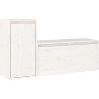 vidaXL TV Cabinets in White - Wall Units, Made from Solid Pinewood, Room Décor for Living Area, Easy to Clean, Set of 2