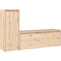 vidaXL Classic TV Cabinets 2 pcs - Solid Pine Wood, Brown, Perfect for Living Room, Easy Assembly, Hanging Cabinets for Storage and Display