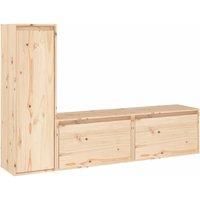 Vidaxl Tv Cabinets 3 Pcs Solid Wood Pine, Brown