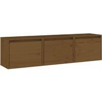 vidaXL Solid Pinewood TV Cabinets - Set of 3, Honey Brown, Floating Wall Units for Living Room Storage