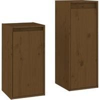 2x Solid Wood Pine TV Cabinets Wall Mounted Shelf Stand Multi Colours vidaXL