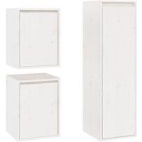 vidaXL Floating TV Cabinets - Set of 3 White Solid Pinewood Wall Units Ideal for Living Room