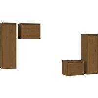 4x Solid Wood Pine TV Cabinets Wall Mounted Shelf Stand Multi Colours vidaXL