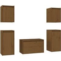 5x Solid Wood Pine TV Cabinets Storage Floating Cabinet Multi Colours vidaXL