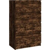 vidaXL Smoked Oak Sideboard - Multifunctional 4-Drawer Engineered Wood Cabinet for Living Room - Easy to Maintain, Sturdy and Organisational Furniture