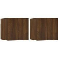vidaXL - 2 pcs Wall Mounted Brown Oak TV Cabinets with Decorative and Practical Design for Living Room or Bedroom | Ample Storage Space | Easy to Clean and Assemble