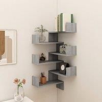 vidaXL Wall-Mounted Corner Shelves - Set of 2 Grey Sonoma Engineered Wood for Living Room, Bedroom - Easy to Clean