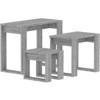 vidaXL Nesting Tables from Engineered Wood in Grey Sonoma Finish, 3 Pieces, Multifunctional Side Tables for Living Room and Bedroom