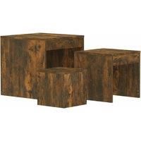 Vidaxl Nesting Tables 3 Pcs Smoked Oak Engineered Wood, Brown