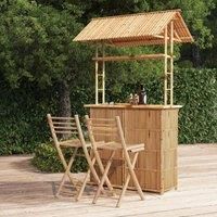 vidaXL 3 Piece Bar Set Bamboo, Brown