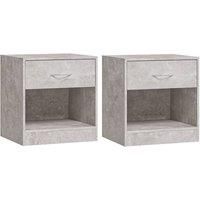 vidaXL – Set of 2 Bedside Cabinets in Concrete Grey with Drawer | Engineered Wood Nightstands | Modern Bedroom Storage Solutions