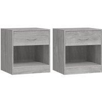 vidaXL Bedside Cabinets 2 pcs set, Grey Sonoma, Durable Engineered Wood Material, Spacious Drawer with Lower Shelf, Easy Assembly, Ideal as Nightstands or Telephone Stands