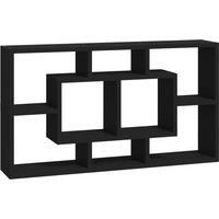 vidaXL Wall Mounted Display Shelf, Black, Engineered Wood, 8 Compartments, 50 kg Load Capacity