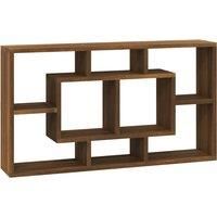 vidaXL Wall Display Shelf 8 Compartments Brown Oak, Brown