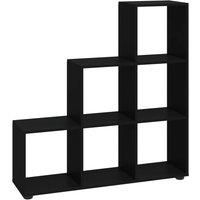 vidaXL Staircase Bookcase in Black - Engineered Wood, Free-Standing Shelf Unit for Living Room, Modern Design