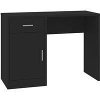 vidaXL Desk with Drawer & Cabinet in Black—Engineered Wood Office Desk with ample Storage Space, Modern Furniture for Home/Office, Smooth Surface &