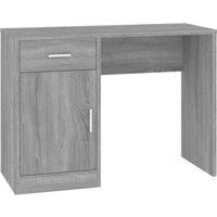 vidaXL Grey Sonoma Engineered Wood Study Desk - Featuring Drawer and Cabinet for Ample Storage