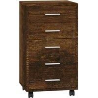 vidaXL Smoked Oak Engineered Wood Drawer Cabinet with Castors - Mobile Storage Furniture for Office, Study, Kids Room