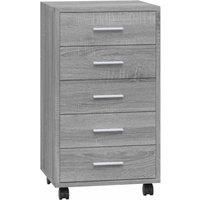 vidaXL Drawer Cabinet with Castors Living Room Bedroom Storage Shelf File Chest Cabinet Organiser Drawer Chest Grey Sonoma Engineered Wood