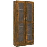 vidaXL Vitrine Cabinet Smoked Oak Engineered Wood Book Shelf Storage Rack