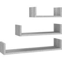 Wall Display Shelf Floating Rack Hanging Shelf Engineered Wood 3 pcs vidaXL