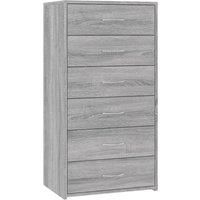 vidaXL Sideboard with 6 Drawers – Modern Grey Sonoma Engineered Wood Cabinet – Ideal for Living Room or Bedroom – 50x34x96 cm