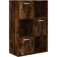 vidaXL Engineered Wood Storage Cabinet, Smoked Oak, With 3 Compartments and Doors, for Living Room, Bedroom, Office, or Hallway