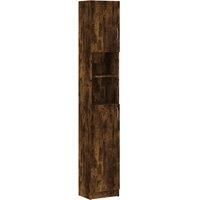 vidaXL Bathroom Cabinet in Smoked Oak | Versatile & Spacious Tall Storage | Moisture-Resistant Engineered Wood | Modern Style | 32x25.5x190 cm