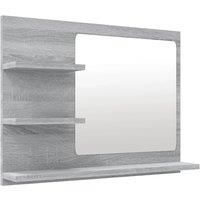vidaXL Engineered Wood Bathroom Mirror - Wall-Mounted Grey Sonoma Mirror with Shelves for Storage