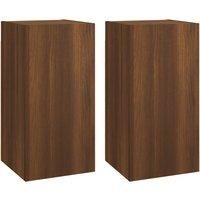vidaXL Wall-Mounted TV Cabinets - Pair of Modern, Sleek and Stylish Brown Oak TV Units Made from Durable, Resistant Engineered Wood - Perfect for Living Room or Bedroom Furniture
