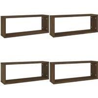 vidaXL Wall Cube Shelves 4 pcs Brown Oak 60x15x23 cm Engineered Wood
