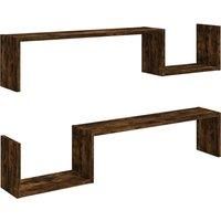 2x Wall Shelves Engineered Wood Wall-Mounted Hanging Rack Multi Colours vidaXL