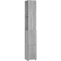 vidaXL Bathroom Cabinet in Grey Sonoma, Engineered Wood Construction, Features Ample Storage Space, Measuring 25x26.5x170 cm, Modern Style Design
