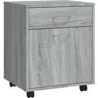 vidaXL Grey Sonoma Rolling Cabinet - Engineered Wood - Mobile Design, Suitable for Living room - Practical and Stylish - 45x38x54 cm