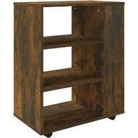 vidaXL Rolling Cabinet Smoked Oak 60x35x75 cm Engineered Wood, Brown