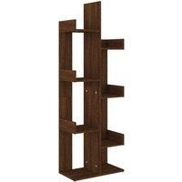 vidaXL Engineered Wood Book Cabinet - Brown Oak - Space-Saving Tree-Designed Reading Corner Enhancer with Multi-Tier Shelves