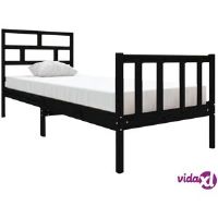 vidaXL Bed Frame without Mattress Black Solid Wood Pine Small Single