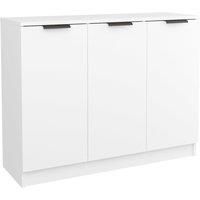 vidaXL Sideboard, White - Quality Engineered Wood with Smooth Finish - 90.5x30x70 cm - 3 Door Cabinet for Storage - Easy to Clean